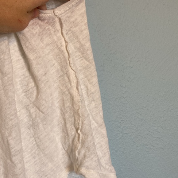 Free People We the Free Womens Size XS White Linen Smocked Tank Top Curved Hem - Picture 6 of 9